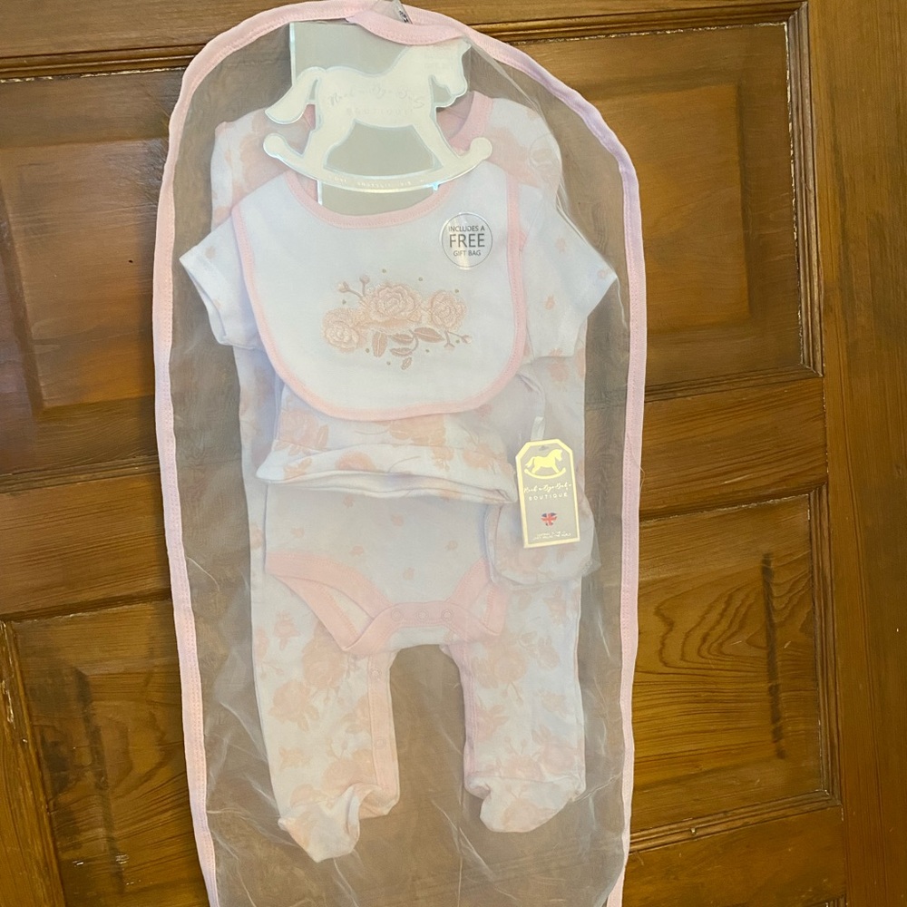 Floral Baby Outfit with Bib